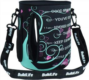 img 4 attached to Love Tree 1 Gallon Water Bottle Sleeve With Time Marker & Shoulder Strap - Track Your Hydration Intake!