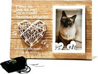 🌈 rainbow bridge cat picture frame - pet remembrance shadow box for cat lovers, unique keepsake frame for pet loss, 4x6 inch photo frame with 15 heart-shaped wood chips logo