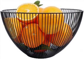 img 4 attached to Metal Wire Fruit Bowl And Dessert Stand- Perfect For Wedding, Holiday Dinners, And Party Serving - Ideal Serving Platter Tea Tray For Pastry And Cake - Elegant Black Design