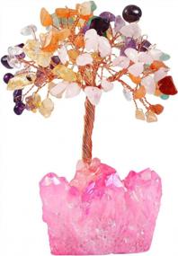 img 2 attached to Fuchsia Titanium Quartz Cluster Money Tree With Colorful Crystals Base For Attracting Wealth And Luck - Mookaitedecor