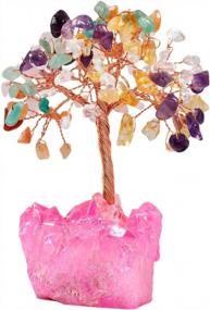 img 4 attached to Fuchsia Titanium Quartz Cluster Money Tree With Colorful Crystals Base For Attracting Wealth And Luck - Mookaitedecor