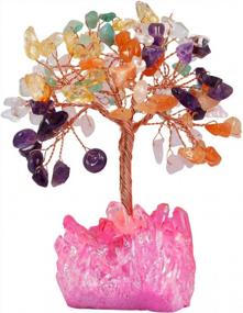 img 3 attached to Fuchsia Titanium Quartz Cluster Money Tree With Colorful Crystals Base For Attracting Wealth And Luck - Mookaitedecor