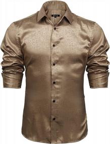 img 4 attached to Alizeal Men'S Jacquard Satin Shirt: Shiny, Luxurious, Business Casual Long Sleeve Button Down For Unbeatable Style