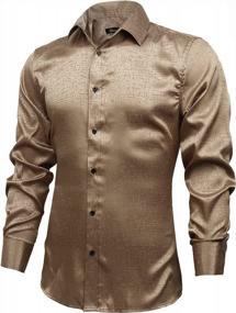 img 3 attached to Alizeal Men'S Jacquard Satin Shirt: Shiny, Luxurious, Business Casual Long Sleeve Button Down For Unbeatable Style
