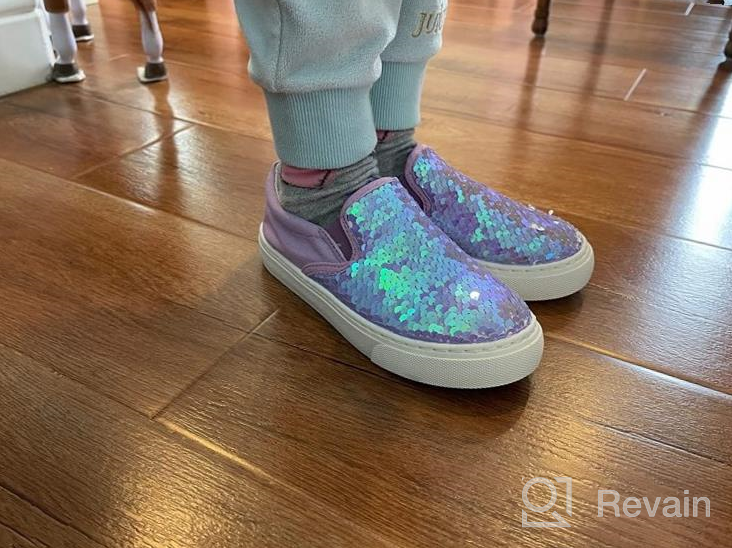 img 1 attached to 👟 Sparkly Glitter Slip On Low Top Canvas Sneakers for Young Children review by Matthew Sytniak