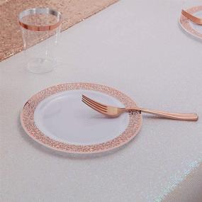img 3 attached to Complete Set Of 175 Elegant Rose Gold Disposable Plates, Silverware, And Cups - Includes 25X 10.25" Dinner Plates, 25X 7.5" Salad Plates, 25X Cups, 50X Forks, And 25X Knives