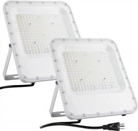 img 4 attached to Outdoor LED Floodlights 2-Pack: 150W, 21000Lm, IP65 Waterproof, Daylight White 5000K, UL Plug With 3Ft Cable, Ideal For House, Garden, Backyard.