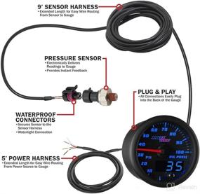 img 3 attached to 🚚 MaxTow Double Vision 100 PSI Oil Pressure Gauge Kit with Electronic Sensor - Black Face, Blue LED Dial - Analog & Digital Readouts - 2-1/16" 52mm - Ideal for Trucks