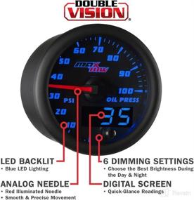 img 2 attached to 🚚 MaxTow Double Vision 100 PSI Oil Pressure Gauge Kit with Electronic Sensor - Black Face, Blue LED Dial - Analog & Digital Readouts - 2-1/16" 52mm - Ideal for Trucks