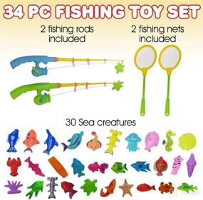 img 3 attached to ArtCreativity Fishing Toys Set for Toddlers - Magnetic Fishing Set with Rods, Nets, Bag, and 30 Aquatic Toys - Interactive Fishing Game for Kids - Suitable for Swimming Pool, Bath Time - Ideal for Boys and Girls