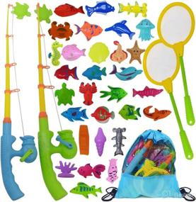 img 4 attached to ArtCreativity Fishing Toys Set for Toddlers - Magnetic Fishing Set with Rods, Nets, Bag, and 30 Aquatic Toys - Interactive Fishing Game for Kids - Suitable for Swimming Pool, Bath Time - Ideal for Boys and Girls