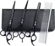 tijeras pet dog grooming chunker scissors kit - 4 pcs black 7.0 inch: professional quality haircutting tools for dogs логотип