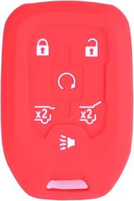 img 3 attached to 2Pcs WERFDSR Sillicone Key Fob Skin Key Cover Keyless Entry Remote Case Protector Shell For 2015 2016 Suburban Tahoe GMC Yukon 6 Button Smart Romote Red Blue