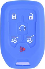 img 2 attached to 2Pcs WERFDSR Sillicone Key Fob Skin Key Cover Keyless Entry Remote Case Protector Shell For 2015 2016 Suburban Tahoe GMC Yukon 6 Button Smart Romote Red Blue