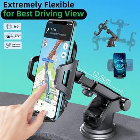 img 1 attached to 🚗 DUDAO Car Phone Holder - Powerful Adsorption Base for Dashboard - 360° Swivel, Adjustable - iPhone and Android Smartphone Compatibility - Sleek Black Design