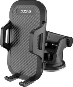 img 4 attached to 🚗 DUDAO Car Phone Holder - Powerful Adsorption Base for Dashboard - 360° Swivel, Adjustable - iPhone and Android Smartphone Compatibility - Sleek Black Design