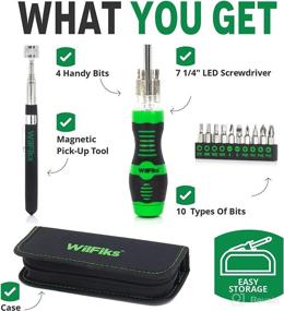 img 1 attached to 🧰 WilFiks 14 Bit Screwdriver Set with LED Light + Telescoping Pick-Up Tool – High-Strength Ergonomic Grip, Multi-Purpose Screw Driver Kit, Storage Case Included