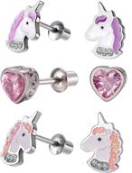 🦄 hypoallergenic unicorn butterfly earrings: safe & stylish toddler girls' jewelry логотип