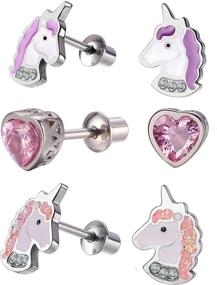 img 4 attached to 🦄 Hypoallergenic Unicorn Butterfly Earrings: Safe & Stylish Toddler Girls' Jewelry