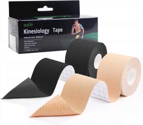 img 4 attached to MUEUSS Kinesiology Tape Uncut Tape Waterproof Elastic Sports Tape (2Rolls Black&Beige)