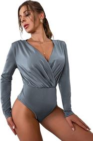 img 4 attached to Romwe Women's Sleeve Bodysuit Jumpsuit - Trendy Women's Clothing in Bodysuits