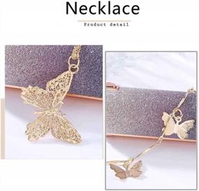 img 1 attached to Simsly Fashion Butterfly Layered Necklace Gold Hollow Pendant Necklace Chain Jewelry For Women And Girls
