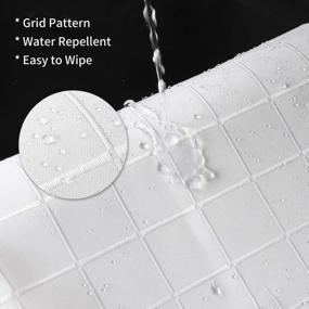 img 2 attached to DWCN White Fabric Shower Curtain With Hooks - Grid Patterned Waterproof Weighted Shower Curtain With Lead Block For Bathroom Bathtub, 72 X 72 Inches Long