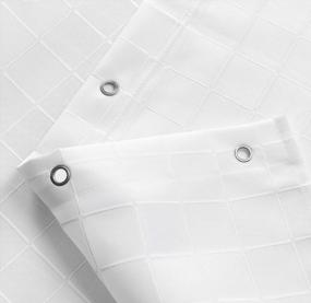 img 1 attached to DWCN Белая тканевая занавеска для душа с крючками - Водонепроницаемая утяжеленная занавеска для душа с сетчатым рисунком и свинцовым блоком для ванны в ванной, длина 72 х 72 дюйма