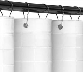 img 3 attached to DWCN Белая тканевая занавеска для душа с крючками - Водонепроницаемая утяжеленная занавеска для душа с сетчатым рисунком и свинцовым блоком для ванны в ванной, длина 72 х 72 дюйма