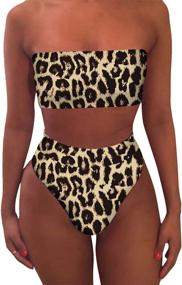 img 4 attached to 👙 Stylish Cutiefox Waisted Swimsuit Bandeau - Trendy Women's Clothing for Chic Swimwear - Swimsuits & Cover Ups