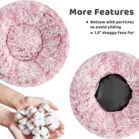 img 3 attached to 🐶 Dolpiet Donut Dog Bed with Fuzzy Faux Fur for Small Medium Dogs & Puppy - Calming, Relieve Joints, Improve Sleep – Washable