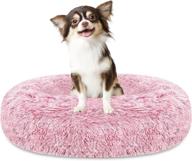 🐶 dolpiet donut dog bed with fuzzy faux fur for small medium dogs & puppy - calming, relieve joints, improve sleep – washable logo