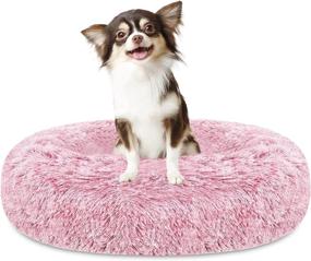 img 4 attached to 🐶 Dolpiet Donut Dog Bed with Fuzzy Faux Fur for Small Medium Dogs & Puppy - Calming, Relieve Joints, Improve Sleep – Washable