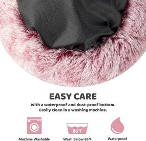 img 1 attached to 🐶 Dolpiet Donut Dog Bed with Fuzzy Faux Fur for Small Medium Dogs & Puppy - Calming, Relieve Joints, Improve Sleep – Washable