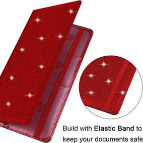 img 1 attached to Bling Red Glitter PU Leather Car Registration And Insurance Holder - Wisdompro Vehicle Glove Box Organizer Wallet For Documents, License, Cards & More!