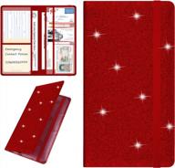 bling red glitter pu leather car registration and insurance holder - wisdompro автомобильный бардачок-органайзер кошелек для документов, лицензий, карт и многого другого! логотип