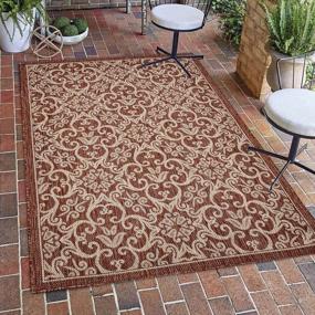 img 4 attached to Benissimo Indoor Outdoor Rug Rams Horn Collection, Natural Sisal Woven And Jute Backing Area Rugs For Living Room, Bedroom, Kitchen, Entryway, Hallway, Patio, Farmhouse Decor 4X6, Brick