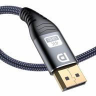 sweguard 15ft displayport cable - 4k@60hz, 2k@165hz/144hz, dp 1.2 high-speed, gold-plated, nylon braided, and free-sync g-sync compatible for gaming monitors and 3090 graphics pc - grey logo