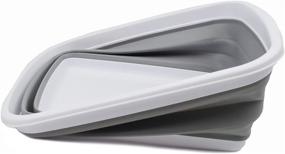img 2 attached to SAMMART 10L Collapsible Tub - Foldable Dish Tub - Portable Washing Basin - Space Saving Plastic Washtub (White/Grey, 1 Gallon)