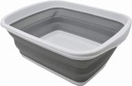 sammart 10l collapsible tub - foldable dish tub - portable washing basin - space saving plastic washtub (white/grey, 1 gallon) logo