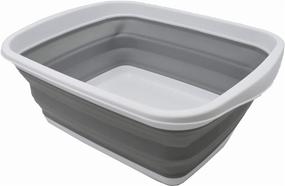 img 4 attached to SAMMART 10L Collapsible Tub - Foldable Dish Tub - Portable Washing Basin - Space Saving Plastic Washtub (White/Grey, 1 Gallon)