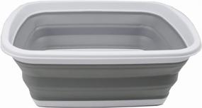 img 1 attached to SAMMART 10L Collapsible Tub - Foldable Dish Tub - Portable Washing Basin - Space Saving Plastic Washtub (White/Grey, 1 Gallon)