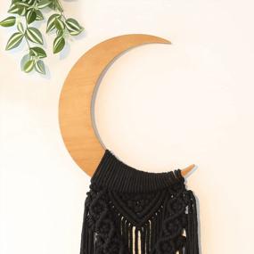 img 3 attached to Handmade ANROYE Macrame Moon Boho Wall Hanging - Black Crescent Wooden Ornament With Tassel For Unique Moon Phases Home Decor In Bedroom, Nursery & Living Room