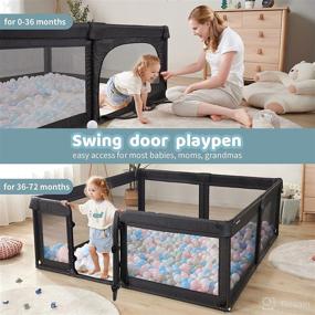 img 3 attached to Extra Large Baby Playpen: 79x71in Baby Gate Playpens for Toddlers - Indoor Baby Fence with Door, Black