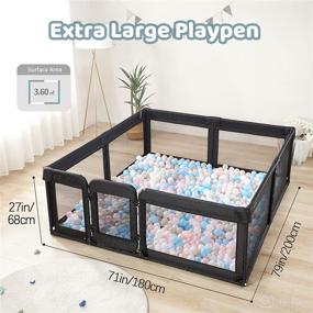 img 2 attached to Extra Large Baby Playpen: 79x71in Baby Gate Playpens for Toddlers - Indoor Baby Fence with Door, Black