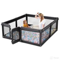 extra large baby playpen: 79x71in baby gate playpens for toddlers - indoor baby fence with door, black logo