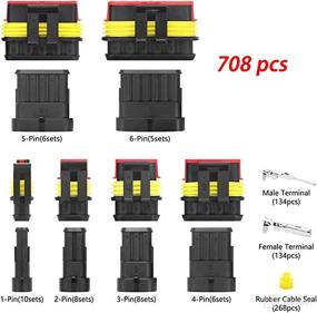 img 2 attached to 🔌 Waterproof Automotive Electrical Connector Terminals Kit - 708Pcs, 43 Kits, Male & Female Pin, Car Motorcycle Marine Truck Boat