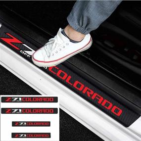 img 4 attached to 4Pcs RINV Carbon Fiber Door Sill Protector Stickers for Chevy Colorado 🚪 Z71 - Decorative Door Entry Guards & Scuff Plates - Chevy Colorado Accessories