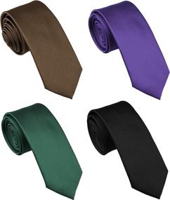 img 4 attached to TC040E Men's Skinny Neckties in 4 Colors - Narrow Accessories for Men in Ties, Cummerbunds & Pocket Squares