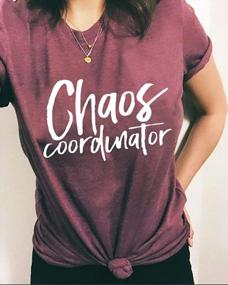 img 2 attached to Chaos Coordinator T-Shirt: Funny Letter Print, Casual Loose Fit V-Neck Blouse for Women